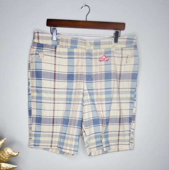 St. John's Bay Pants - St. John's Bay Blue and Cream Secretly Slimming Bermuda Shorts Womens Size 16